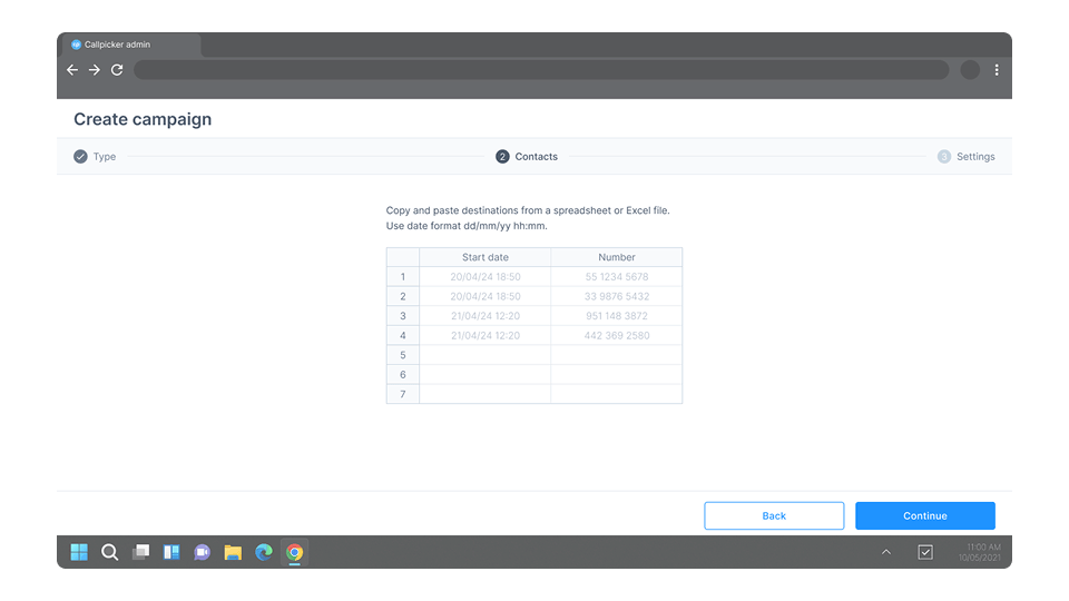 Step 2. Decisions 1 and 2 in action. Paste from Excel or Sheets, get immediate per-cell feedback, advance even with errors.